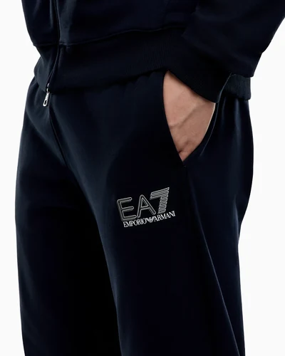 EA7 Visibility pure cotton zip-up tracksuit, Navy Blue