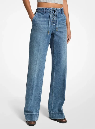 MICHAEL Michael Kors Isla High-Rise Stretch Denim Jeans, DUSK BLUE WASH