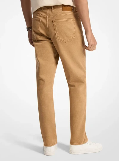 Michael Kors Mens Finn Straight-Fit Stretch Denim Jeans, DARK CAMEL