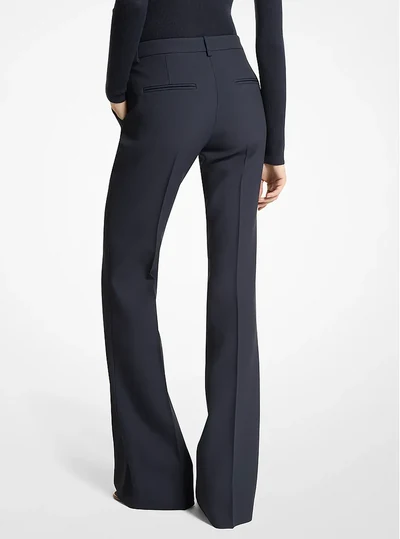 Michael Kors Collection Haylee Double Crepe Sablé Flared Trousers, MIDNIGHT