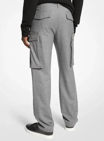 Michael Kors Mens Stretch Wool Cargo Pants, ASH