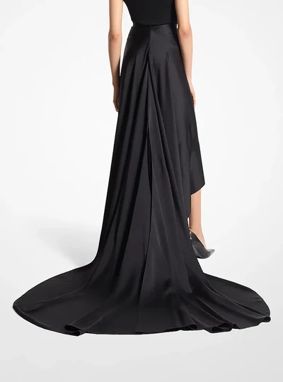 Michael Kors Collection Satin Charmeuse Skirt With Train, Black