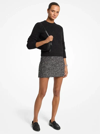 MICHAEL Michael Kors Metallic Tweed Mini Skirt, SILVER
