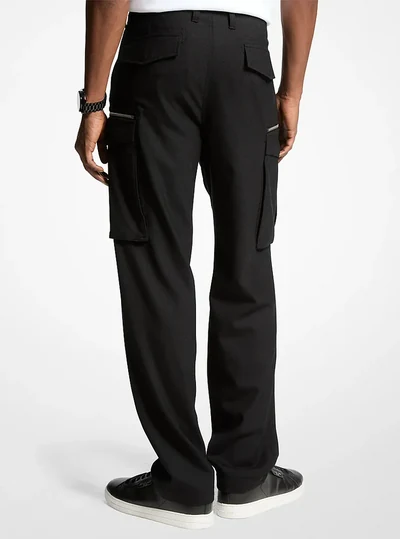 Michael Kors Mens Stretch Wool Cargo Pants, Black