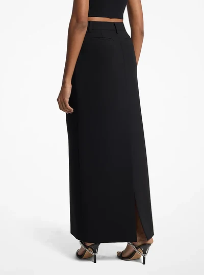 MICHAEL Michael Kors Textured Crepe Trouser Maxi Skirt, Black