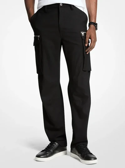 Michael Kors Mens Stretch Wool Cargo Pants, Black