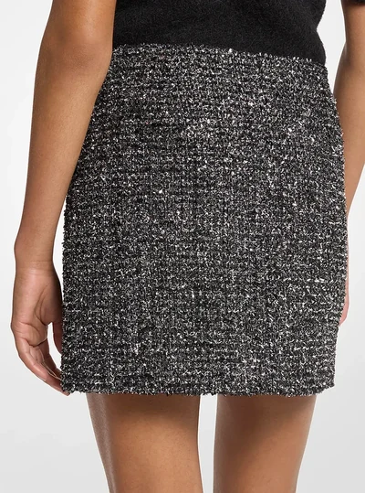 MICHAEL Michael Kors Metallic Tweed Mini Skirt, SILVER