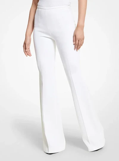 Michael Kors Collection Brooke Double Crepe Sablé Flared Pants, OPTIC WHITE