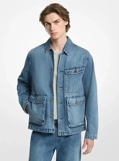 Michael Kors Mens Denim Chore Jacket, DUSK BLUE WASH