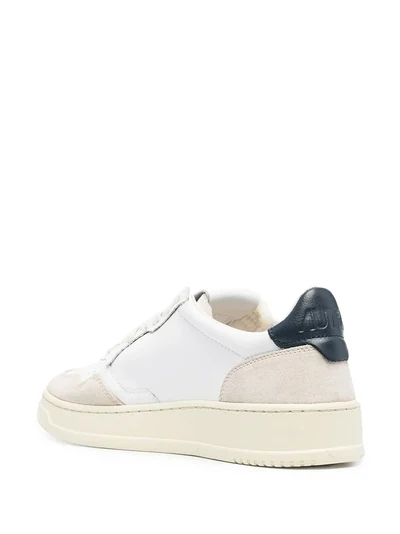 Autry Medalist Low Sneakers In White And Blue Leather And Beige Suede