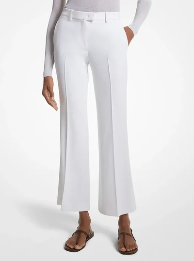 Michael Kors Collection Haylee Double Crepe Sablé Cropped Flared Trousers, OPTIC WHITE
