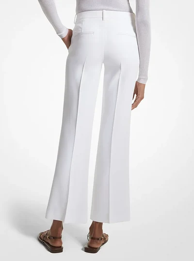 Michael Kors Collection Haylee Double Crepe Sablé Cropped Flared Trousers, OPTIC WHITE