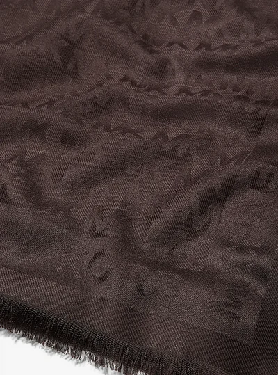 MICHAEL Michael Kors Logo Jacquard Silk Scarf, CHOCOLATE