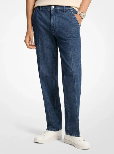 Michael Kors Mens Finn Straight-Fit Stretch Denim Jeans, RINSE