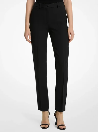 Michael Kors Collection Samantha Double Crepe Sablé Pants, Black