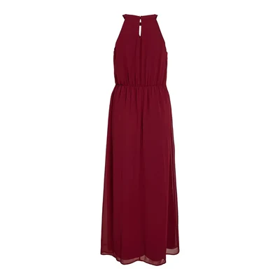 VILA Milina Halter Maxi sleeveless long dress, Cabernet