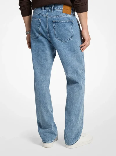 Michael Kors Mens Finn Straight-Leg Stretch Denim Jeans, BLUESKY WASH