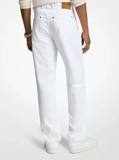 Michael Kors Mens Finn Straight-Leg Stretch Denim Jeans, White
