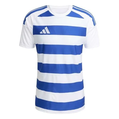 adidas Playershirt Hooped 26 White/Royal Blue, weissblau