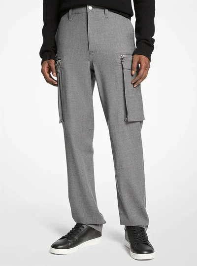 Michael Kors Mens Stretch Wool Cargo Pants, ASH
