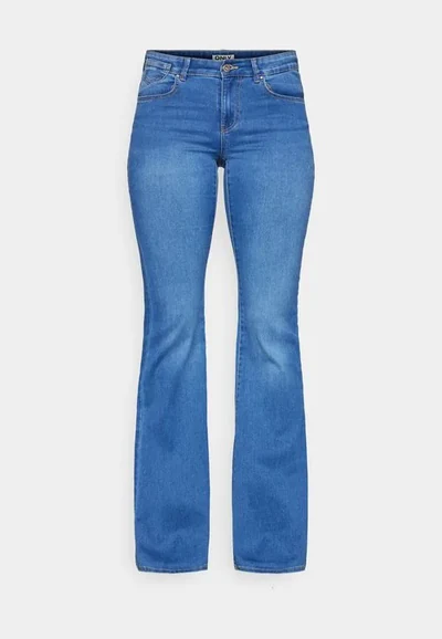 ONLY ONLREESE Mid waist Flared Fit Jeans, light medium blue denim