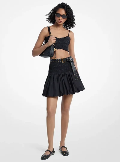 MICHAEL Michael Kors Cotton Smocked Bubble Skirt, Black