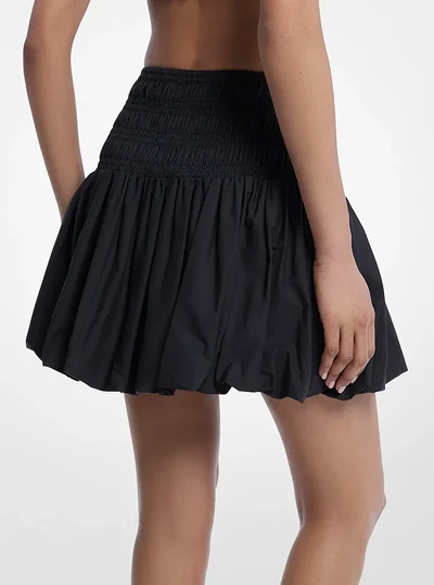 MICHAEL Michael Kors Cotton Smocked Bubble Skirt, Black