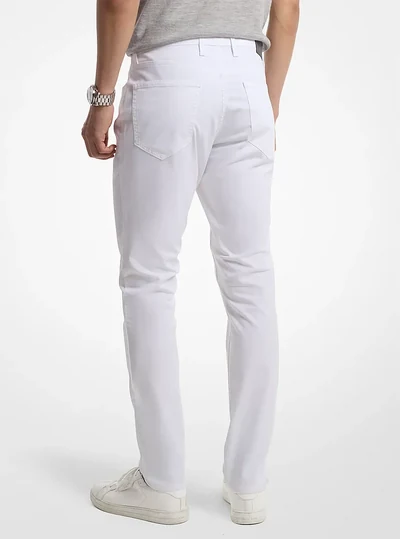 Michael Kors Mens Parker Slim-Fit Stretch-Twill Pants, White