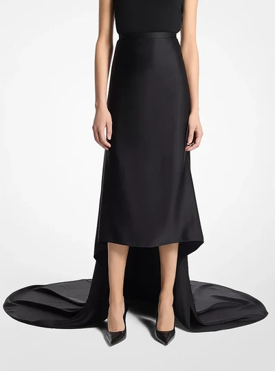 Michael Kors Collection Satin Charmeuse Skirt With Train, Black