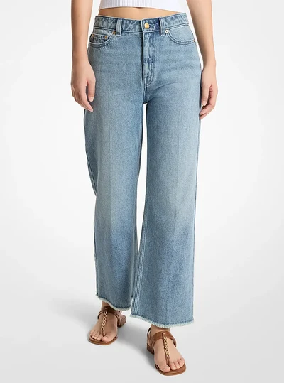 MICHAEL Michael Kors Eloise Frayed Denim Cropped Wide-Leg Jeans, HORIZONWASH
