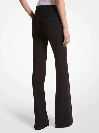 Michael Kors Collection Haylee Double Crepe Sablé Flared Trousers, Black