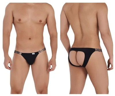 Candyman Men's Underwear 99536X Bikini Jockstrap Color Black-Animal Print, Black-Animal Print