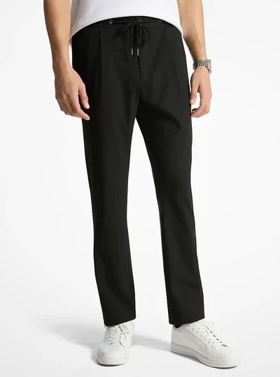 Michael Kors Mens Woven Drawstring Trousers, Black