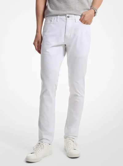 Michael Kors Mens Parker Slim-Fit Stretch-Twill Pants, White