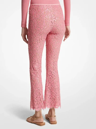 Michael Kors Collection Hand-Embroidered Sequin Floral Lace Cropped Pants, GERANIUM