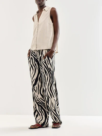 Vero moda Jesmilo Wide Leg pants, Silver Lining / Sina Zebra Black