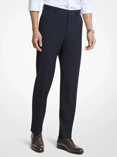 Michael Kors Mens Slim-Fit Dobby Stripe Trousers, Navy