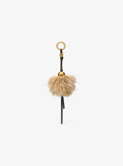 MICHAEL Michael Kors Gold-Tone Bead and Faux Fur Bag Charm, BROWN MULTI