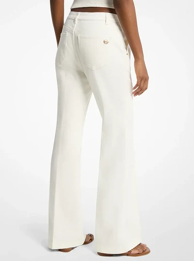Michael Kors Outlet Pintuck Bootcut Stretch Denim Jeans, BONE