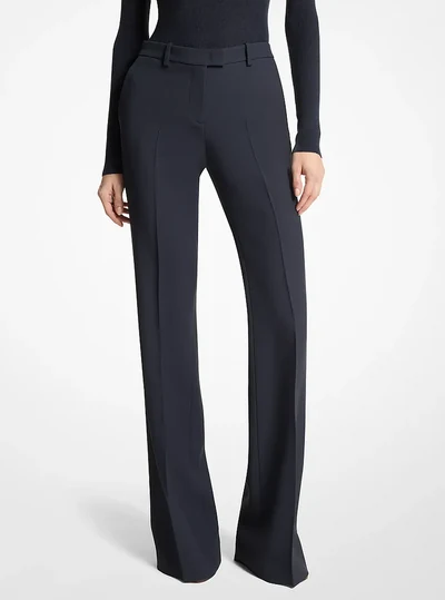 Michael Kors Collection Haylee Double Crepe Sablé Flared Trousers, MIDNIGHT