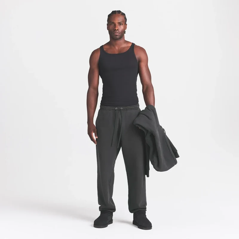 SKIMS Heavyweight Fleece Mens Straight Leg Pant | Onyx, Onyx