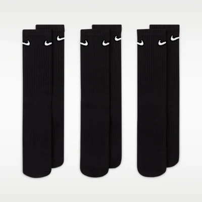 Nike Everyday Cushioned Training Crew Socks (3 Pairs), Black