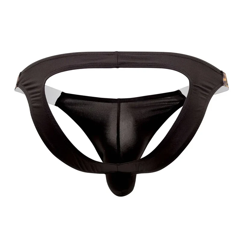 Candyman Men's Underwear 99536X Bikini Jockstrap Color Black-Animal Print, Black-Animal Print